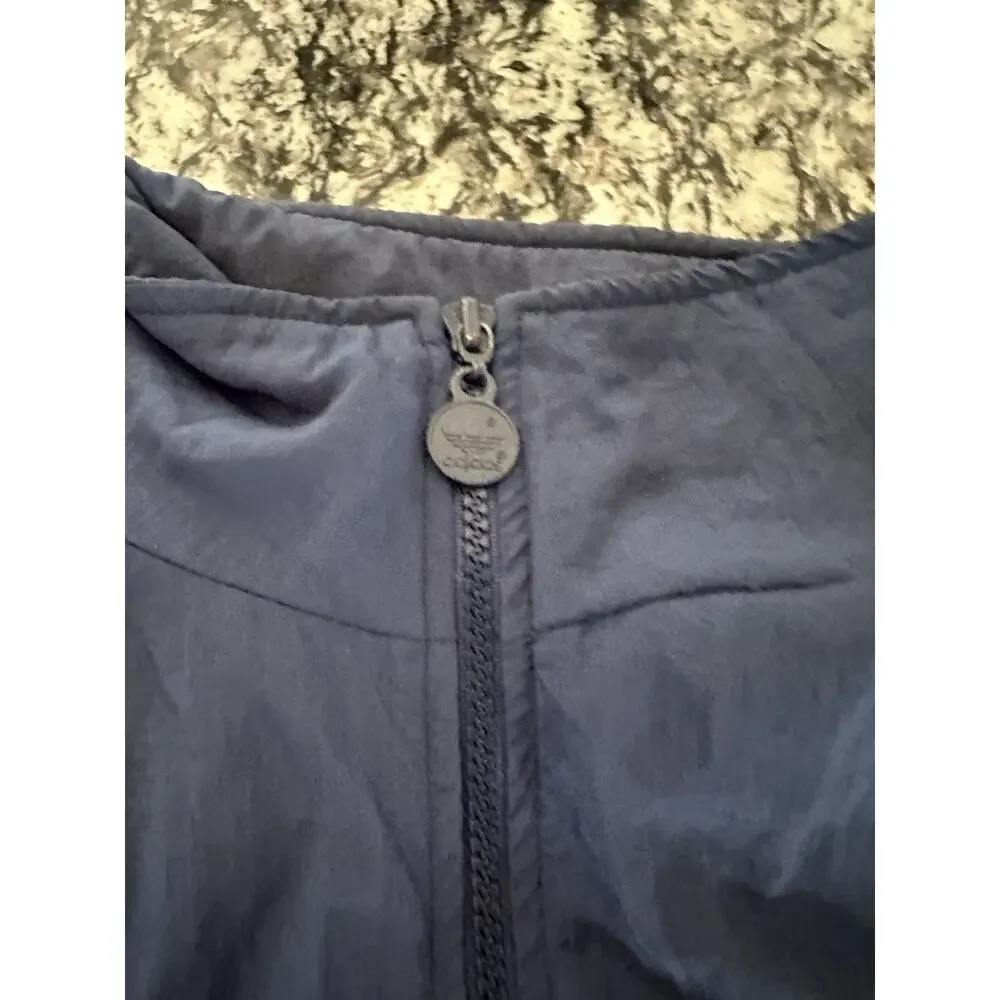Vintage Adidas Jacket Mens Medium Blue Nylon Trefoil Zip Windbreaker 80s Classic